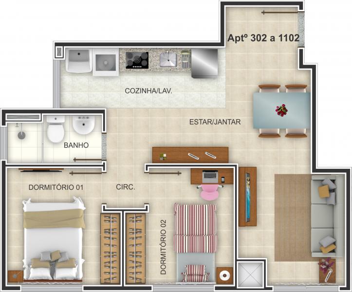 Apartamento à venda com 2 quartos, 51m² - Foto 4