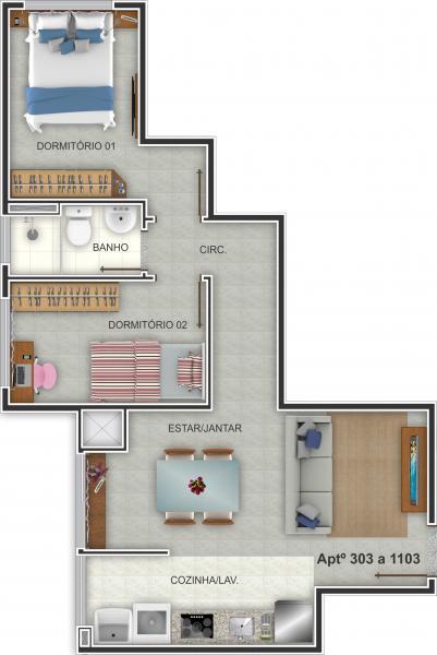 Apartamento à venda com 2 quartos, 51m² - Foto 5