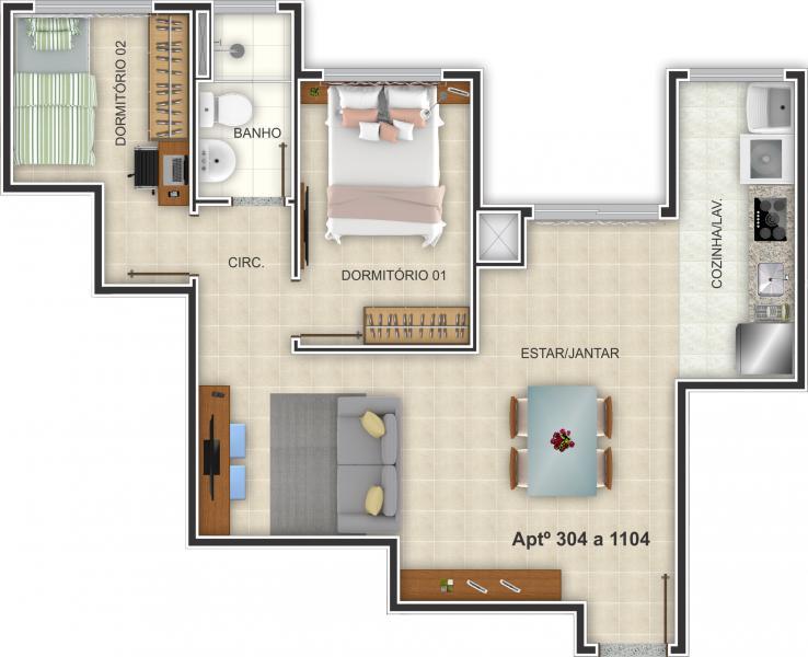 Apartamento à venda com 2 quartos, 51m² - Foto 6